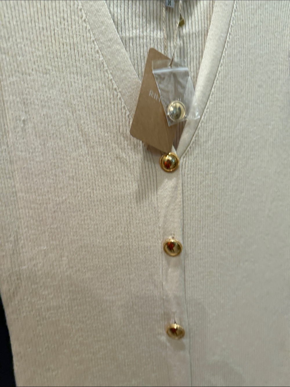 RIHOAS Cream Button-Front Ribbed Maxi Dress - Picture 3 of 4